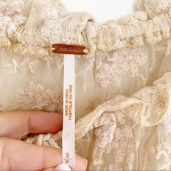 Free People Embroidered Lace Floral Pattern Boho Top Small - Picture 6 of 10